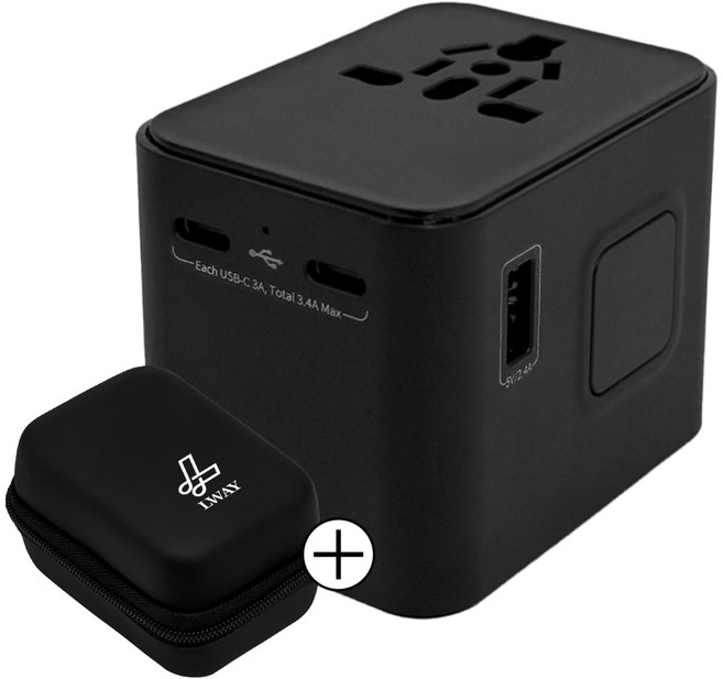 르웨이 17W 4포트 고성능 해외 여행용 JY 312 멀티 플러그 어댑터 최대 2500W, JY312 블랙, 1개