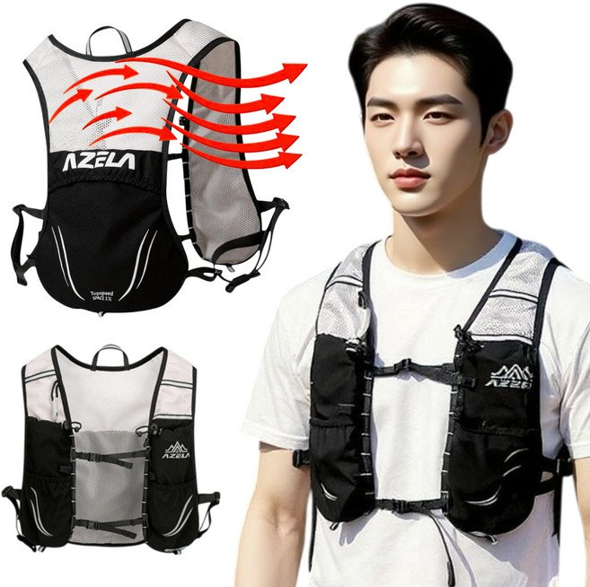 라네핏 통풍강화 초경량 트레일 러닝 가방 조끼, 블랙