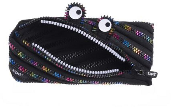 ZIPIT 지퍼 잇 몬스터 펜 케이스 (레인보우 티스 블랙) ZP-ZTM-SE-BK, 1개
