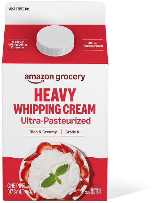 아마존 식료품 헤비 휘핑 크림 울트라 파스퇴르화 16온스(이전 아마존 신선식품 포장은 다를 수 있음), 1개
