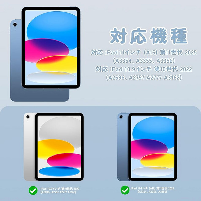 ShinKin 보호 iPad 11인치 A16 11세대 2025 / iPad 10.9인치 제10세대 2022년 대응 360도 회전 분리형 탈부착 가능한 마그넷 커버 TPU 소재 +, 1개, 상세페이지 참조