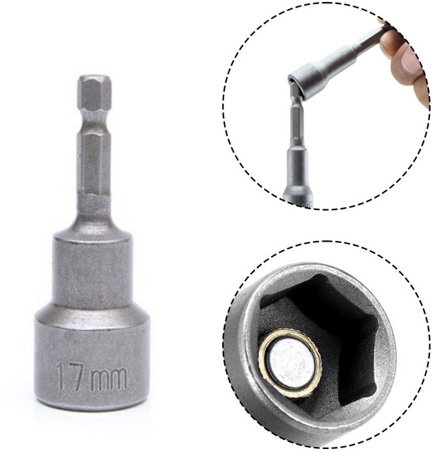 숏 비트 소켓 17mm 육각복스 복스알 임팩 드릴 6.35mm, 1개