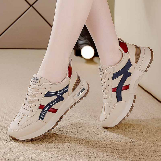 Sunsdew 여성 통굽 키높이 운동화 스니커즈 봄 단화