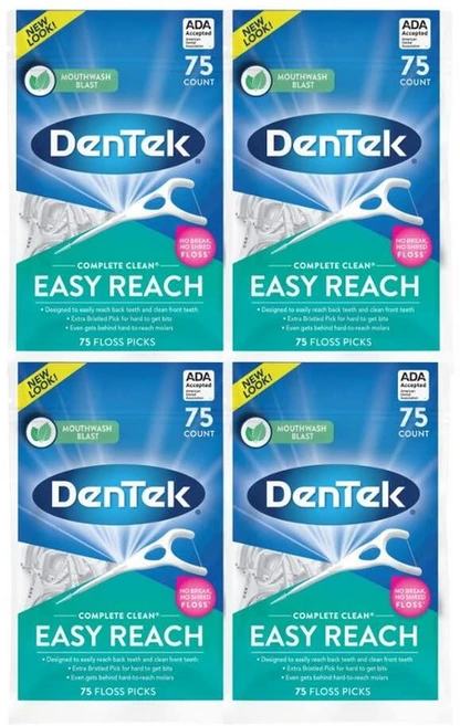 DenTek 컴플리트 클린 이지 리치 플로스 픽 치실 75개입 259107, 화이트 - 쿠팡