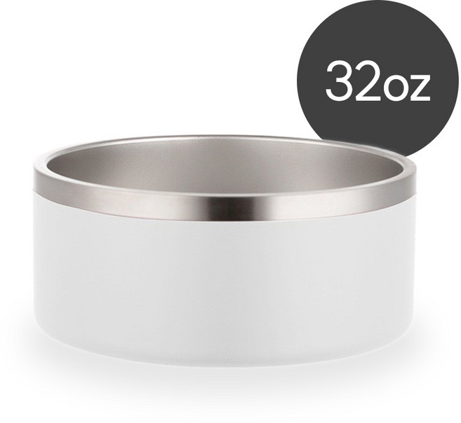 노야 강아지 밥그릇 고양이 물그릇 304 스테인리스 대용량 반려동물 식기, 1개, 화이트 32oz