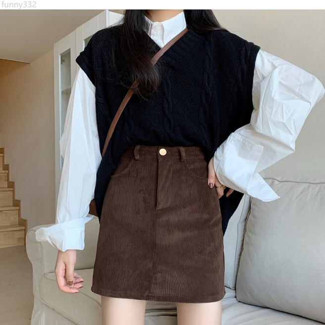 百搭秋冬季高腰顯瘦燈芯絨裙子女生2025年新款洋氣款a字半身裙