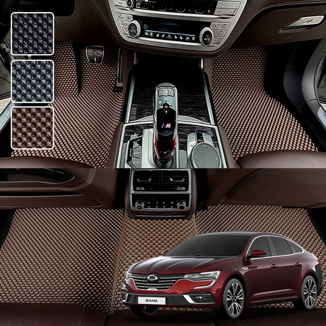 DXSOAUTO SM6 전용 3D 엠보싱 차세대 고무매트 1열2열 세트, 블랙, 214 SM6