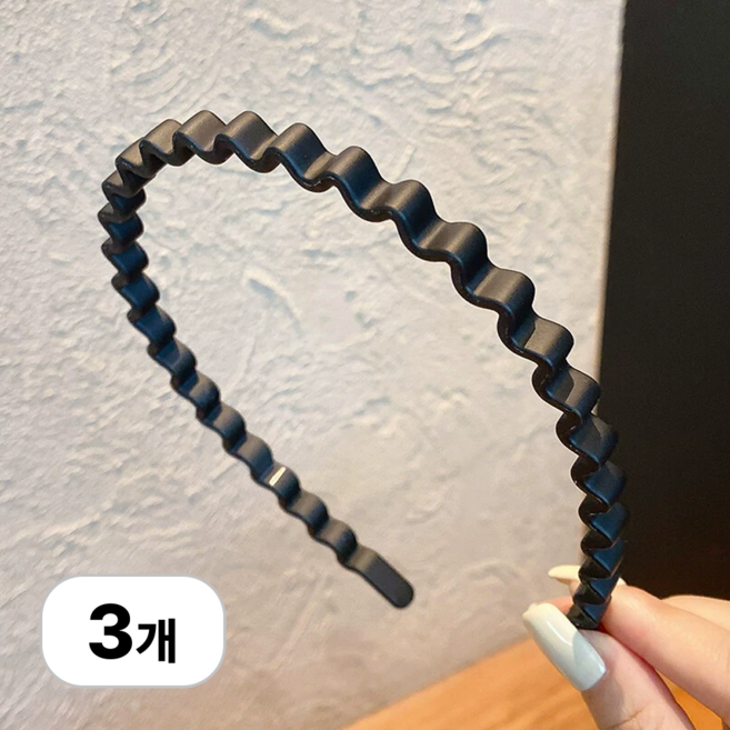 로멀리 고탄력 머리띠 슬림 헤어밴드, 3개, 블랙