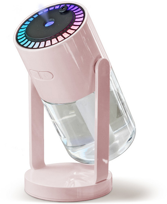 다이아큐브 저소음 탁상용 차량용 초음파 미니 가습기 별빛레이저 조명 분사각도 조절가능 USB 전원 필터 리필 5개, 핑크