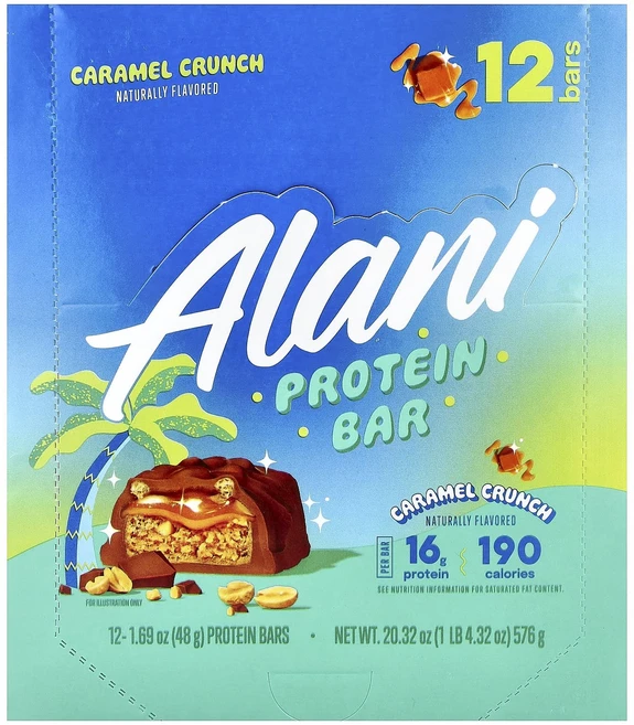 매우편하고 Alani Nu 프로틴바 캐러멜 크런치 바 12개 각 48g(1.69oz) 끝내주게잘나가는상품, AlaniNu프로틴바캐러멜크런치바12개각48g169oz, 48g - 쿠팡