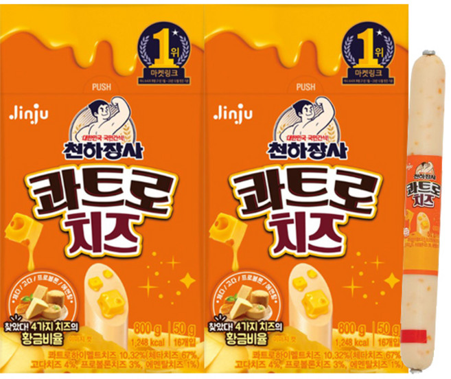 진주햄 천하장사 콰트로치즈 800g (50gx16개입) x 2개 / 간식 소시지, 50g, 32개