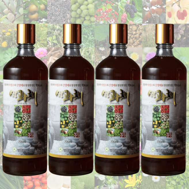 5년숙성 37종 야생 산야초청 산야초 과실 과일 효소 발효액 엑기스, 4개, 700ml