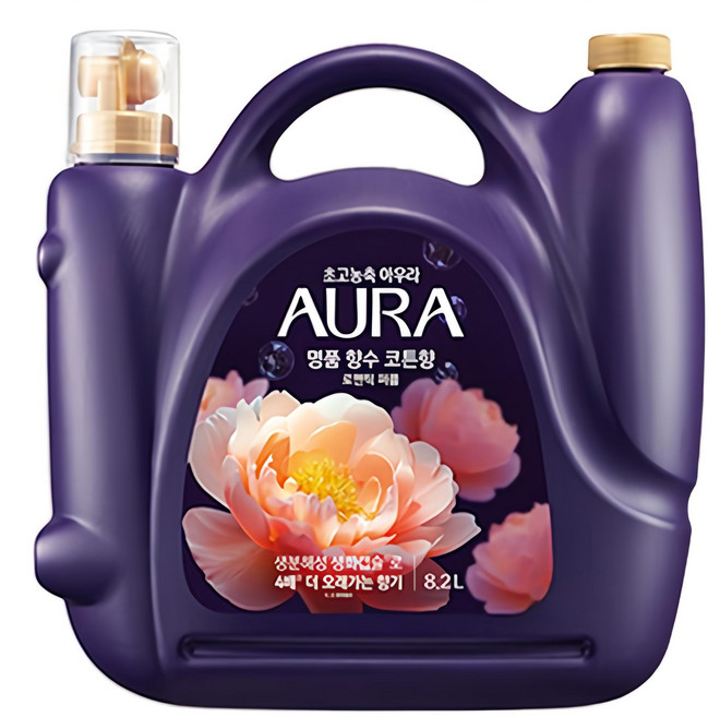 아우라 생화캡슐 초고농축 대용량 섬유유연제 로맨틱퍼퓸 본품, 8.2L, 1개