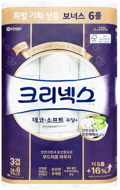 크리넥스 데코앤소프트 부케향 30롤, 2개