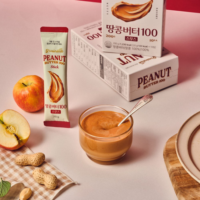 그레인랩 땅콩버터 100 스무스, 4박스, 200g