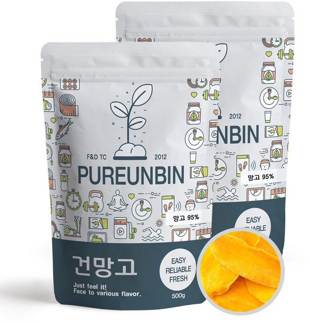 푸른빈 건 망고 슬라이스, 2개, 500g