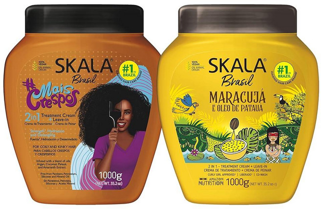 SKALA Maracujá 트리트먼트 크림 MaisCrespos - 2개 세트 1.995.8g78온스 코일하고 질감이 있는 모발을 위한 하이드레이팅 헤어 마스크 부드러움 &, SKALA Maracujá 트리트먼트 크림 MaisC, 1kg