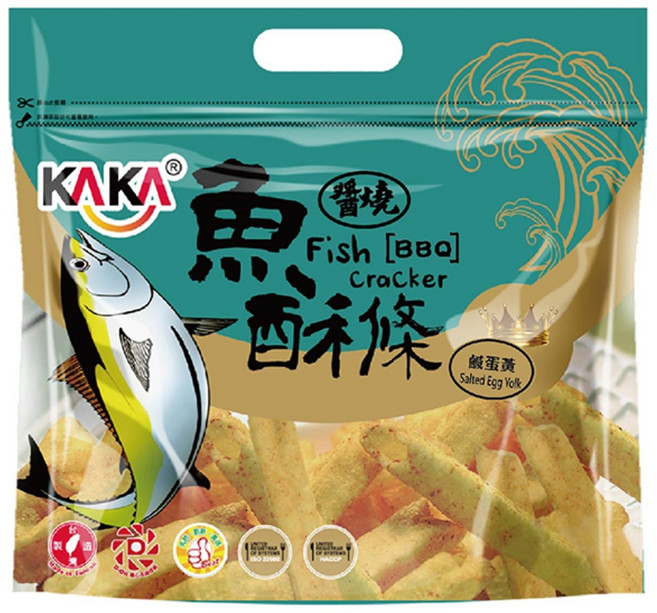 KAKA 醬燒魚酥條鹹蛋黃風味, 120g, 1包