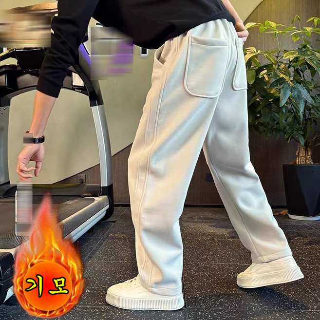 남성 겨울 기모 와이드핏 트레이닝 팬츠 밴딩 데일리 포근한 보온 바지