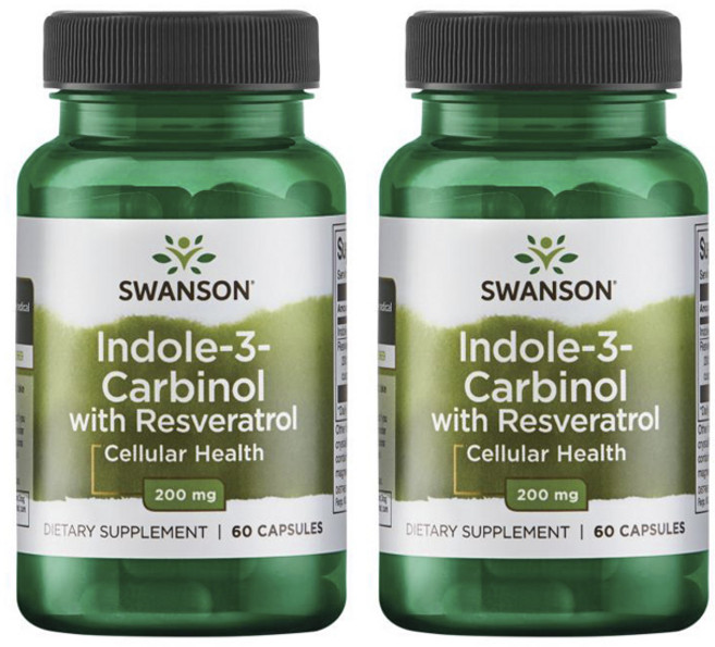 스완슨 인돌-3-카비놀 레스베라트롤 200mg 캡슐, 2개, 60정