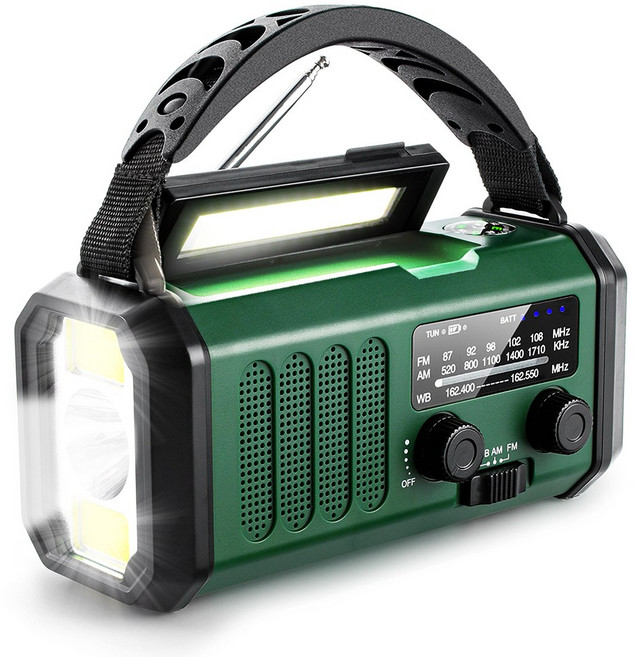 多功能防災應急收音機 手搖發電 SOS救援 太陽能發電 太陽能應急電源 颱風應急 手機充電, 1個, 綠色-20000MAH, 20000MAH