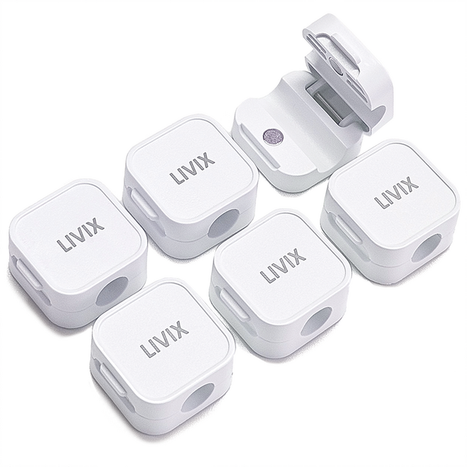 리빅스 선정리 자석 마그네틱 케이블 홀더 클립 책상 휴대폰 충전기 선 고정 6개입, 화이트