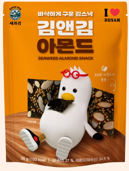 세화김 김앤김 김스낵 아몬드맛 20g, 1