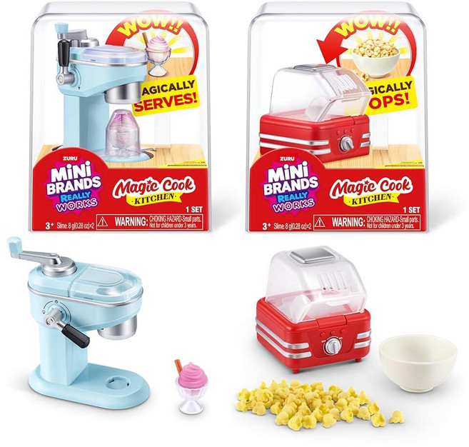 정품++ 미니브랜드 Mini Brands Really Works 매직 쿡 주방 캡슐 시리즈 1 파스타 메이커 및 스테이크 팬 세트 미니어처 실제 작업용 가전제품 먹을 수