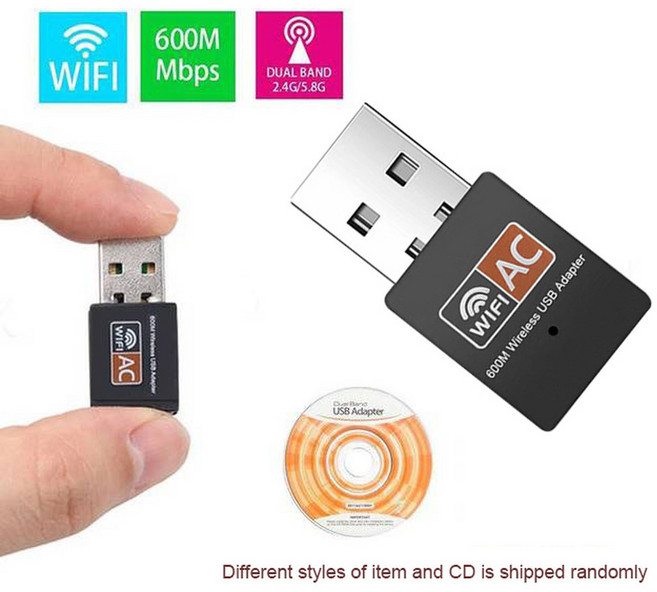 윈도우 맥 데스크탑 노트북용 미니 USB 와이파이 어댑터 150 600Mbps 듀얼 밴드 2.4GHz 5GHz 802.11ac 동글 무선 네트워크 카드, [02]AC600mini CD, 1개