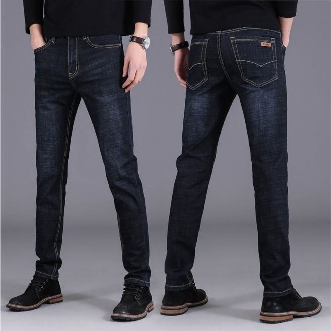 NUNUHANA 남성 빅사이즈 스판 워싱 일자 데님 청바지 DM39