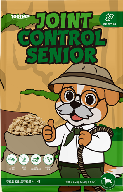 주트립 조인트 컨트롤 시니어 (7세 이상) (관절 건강에 좋은 강아지 기능성 사료), 1.2kg, 1개, 뼈/관절강화