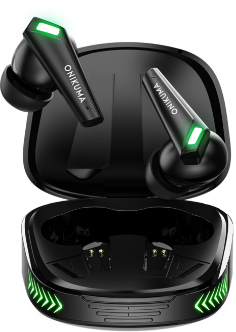ONIKUMA TWS 무선 블루투스이어폰 노이즈캔슬링 게이밍 저지연, 블랙, T308