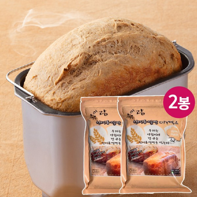 [현미그린]콩이랑 현미통밀빵 DIY믹스2봉 물만 있으면 맛있는 현미통밀식빵 탄생, 350g, 2개