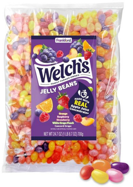 Frankford 젤리 웰치스 젤리빈 과일 맛 사탕 1.54파운드 대용량 봉지 부활절 바구니 및 달걀 채우기용 프랭크포드 캔디 제작, Frankford 젤리빈 젤리 웰치스 과일 맛 사탕 1, 1개