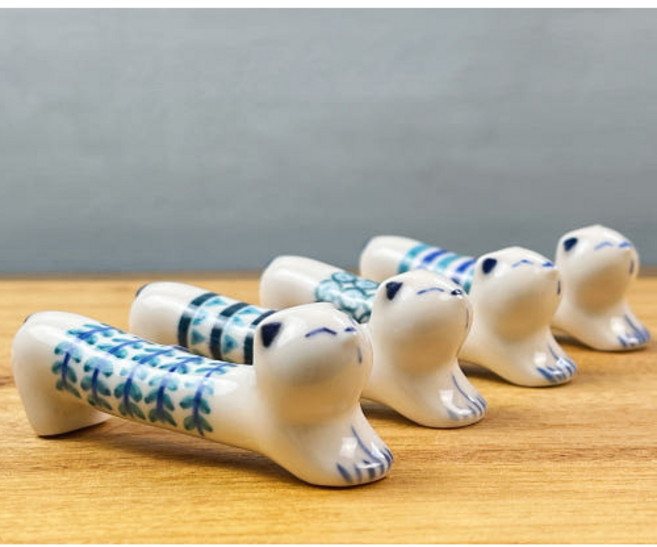 고양이 수저받침 4p-핸드페인팅 숟가락 젓가락 받침/디자인 다섯고양이, 상세참조, 1세트