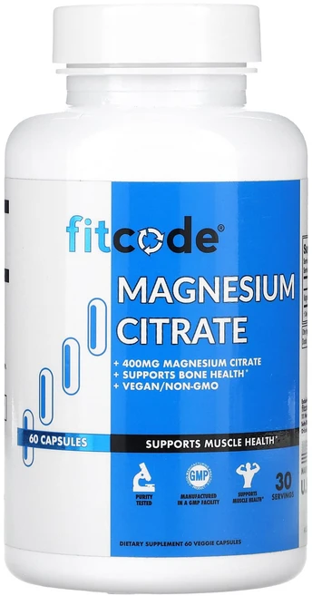 fitcode 마그네슘시트레이트 400mg 베지 캡슐 60정(캡슐 1정당 200mg), fitcode마그네슘시트레이트400mg베지캡슐60정캡슐, 1개, 60정 - 쿠팡