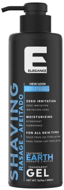 E Elegance Barber Accessories - 남성 또는 여성용 투명 면도 젤 아쿠아틱/Acive Earth 향수 - 부드럽고 자극 없는 경험을 위한 최고의 면도, 67.62 Fl Oz (Pack of 1), 1개