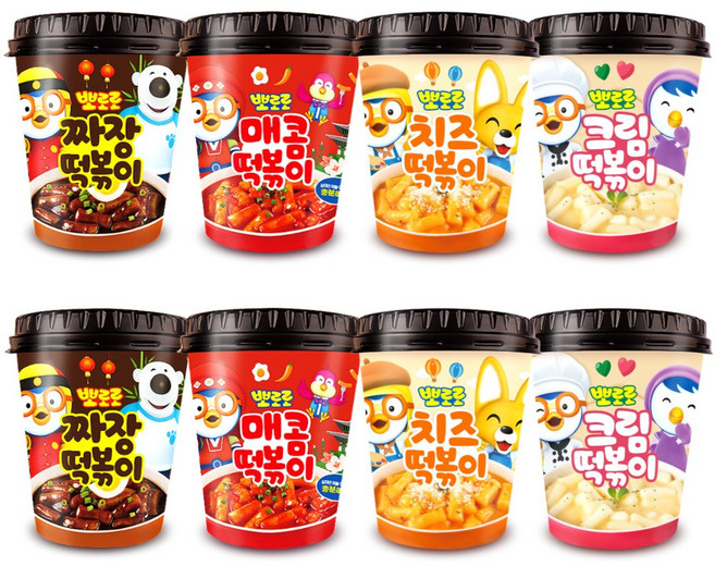 뽀로로 컵떡볶이 4종 세트, 1세트