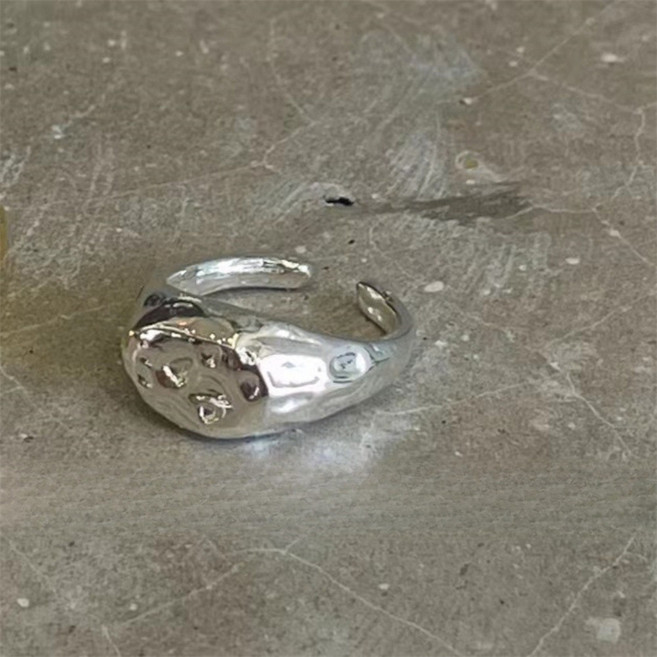 925銀 輕奢 小眾 竹節小花開口戒指