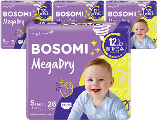 보솜이 메가드라이 팬티형 기저귀 공용, 5단계, 104매