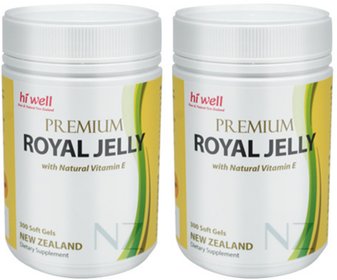 Hi Well 하이웰 뉴질랜드 프리미엄 로얄젤리제품 + 비타민 E 300소프트젤 2팩, 2개, 300정