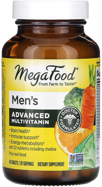 단백질 비타민 철분 마그내슘 칼슘 MegaFood 남성용 고급 종합비타민 60정 고루고루섭취해주세요, 1개 - 쿠팡