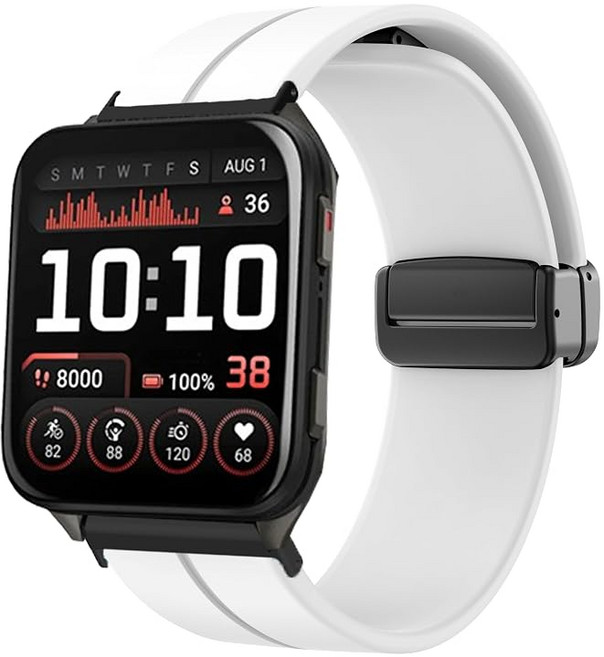 [Lamshaw] for Garmin Venu X1 스마트 시계 밴드 스포츠 실리콘 자석 교환 벨트 길이 조절 밴드 자기 벨트 교환 스트랩 스마트 시계용 (화이트 24mm), 상세페이지 참조, 상세페이지 참조