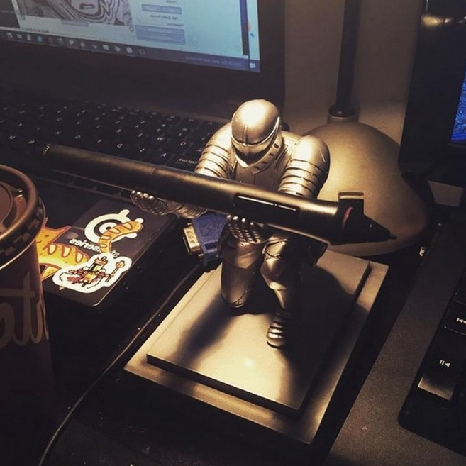 중세 기사 펜 스탠드 2종 독특한 테이블 장식 연필꽂이, 1개, 엔틱실버