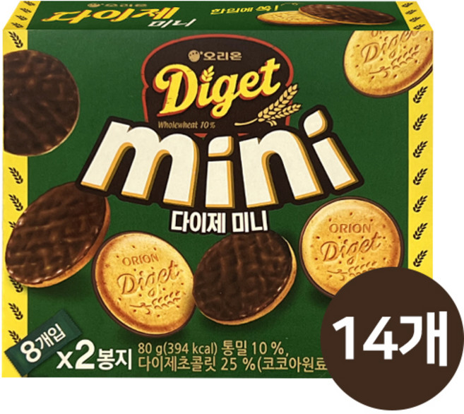 오리온 다이제 미니 초코, 80g, 14개