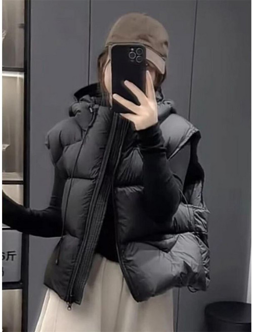 羽絨棉連帽馬甲外套 女秋冬韓版短款休閒背心坎肩
