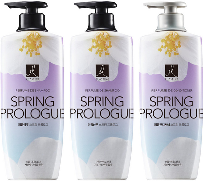 엘라스틴 스프링 프롤로그 퍼퓸 샴푸 600ml x 2개 + 컨디셔너 600ml x1개