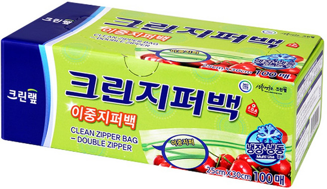 8위 - 크린랩 크린 이중지퍼백, 대(L), 100개입, 1개