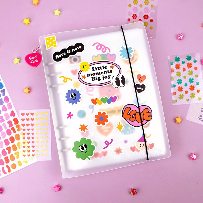 오아트 A5 데일리 양면 포켓 바인더 세트 스티커 네컷 사진 보관 앨범 포토북, 1개, 혼합 색상