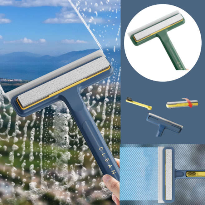살림부자 4in1 다용도 청소도구 유리창닦이 방충망청소 스크래퍼 스펀지 브러쉬, 그린, 1개